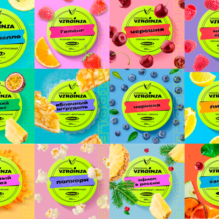 Табак Original Virginia MIDDLE - Зеленое яблоко 25 гр Табак Original Virginia MIDDLE - Зеленое яблоко 25 гр